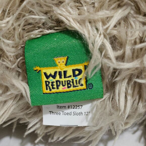 Wild Republic Cuddlekin Three Toed Sloth Plush 12"  Stuffed Animal Shaggy Hair - Picture 2 of 7